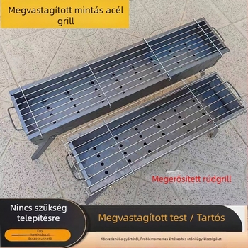Otthoni faszenes grill, összecsukható nyárs tartó, V-alakú hordozható kültéri grill, készlet különböző méretekben