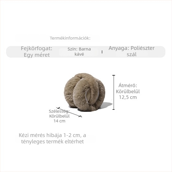 Téli plüss fülmelegítő, uniszex, felnőtt méret, melegen tartó, műszőrmés hatású