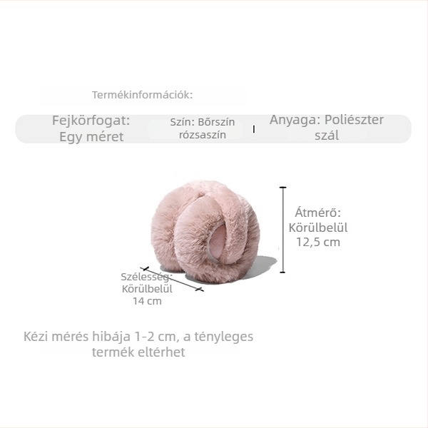 Téli plüss fülmelegítő, uniszex, felnőtt méret, melegen tartó, műszőrmés hatású