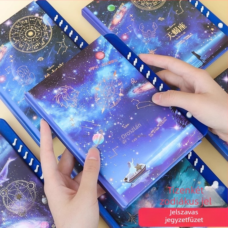 Zodiákus jelszókönyv – diáknapló, kreatív irodai ajándék, vastag, színes oldalak