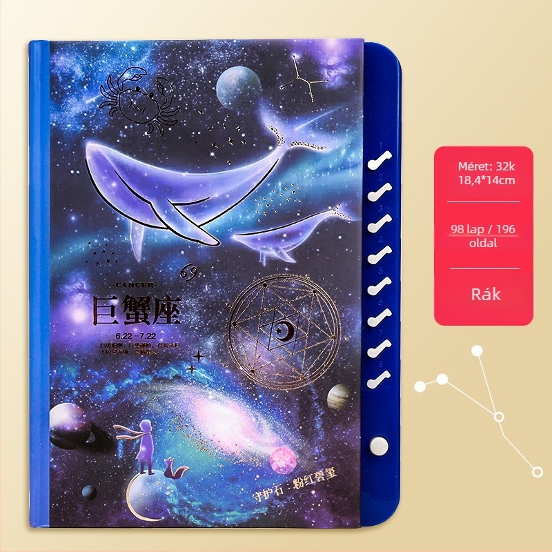 Zodiákus jelszókönyv – diáknapló, kreatív irodai ajándék, vastag, színes oldalak