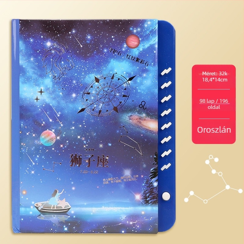 Zodiákus jelszókönyv – diáknapló, kreatív irodai ajándék, vastag, színes oldalak