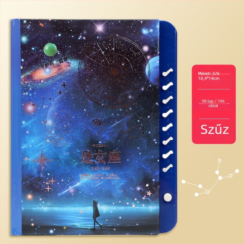 Zodiákus jelszókönyv – diáknapló, kreatív irodai ajándék, vastag, színes oldalak