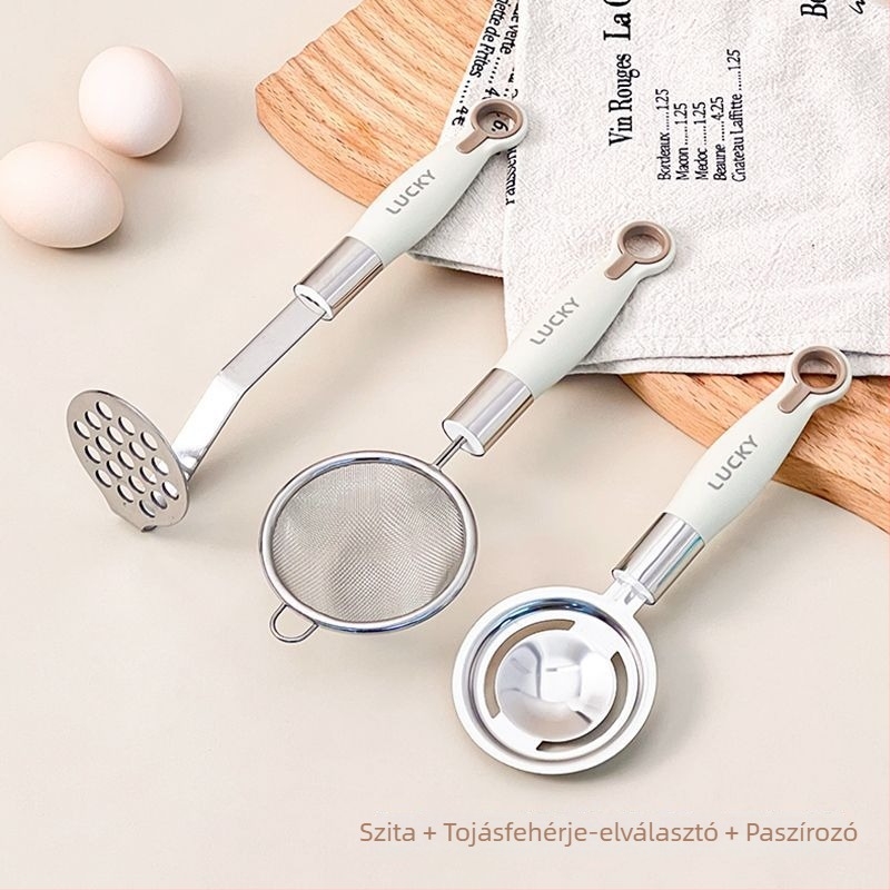 Bébiétel-készítő készlet: élelmiszer-minőségű gőzölt sütemény- és tojásformák, tojáshabosító, sütőszita