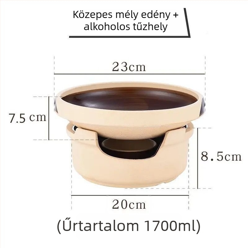 Magas hőmérsékletnek ellenálló kerámia – kis forróedény alkoholos égővel, agyagedény és kaserola száraz ételhez – önkiszolgáló, kereskedelmi használatra