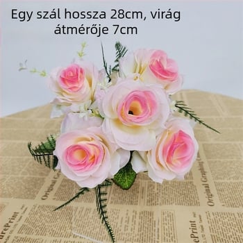 Mesterséges selyemrózsa csokor otthoni dekorációhoz