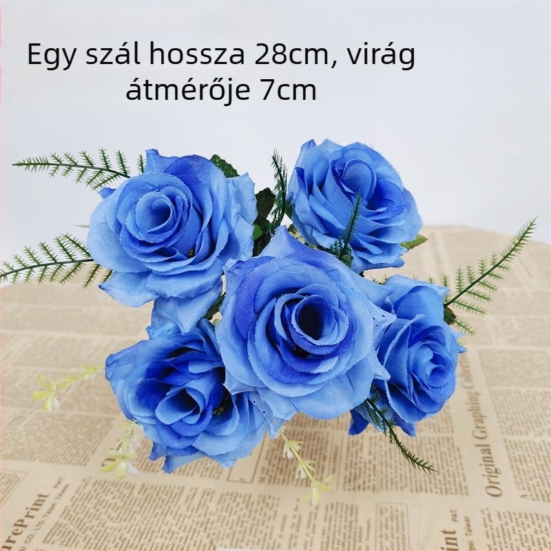 Mesterséges selyemrózsa csokor otthoni dekorációhoz