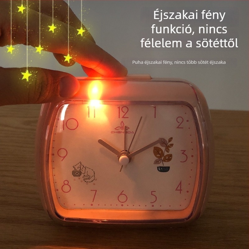 Yida aranyos gyerekeknek szánt kis ébresztőóra éjszakai fénnyel, színes asztali óra, modell A306/307