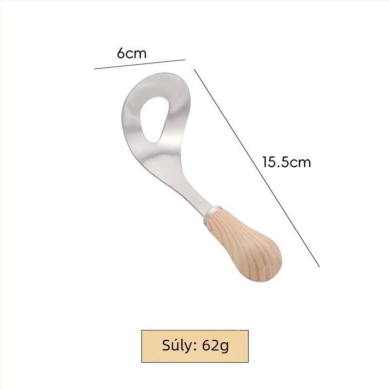 Rozsdamentes acél sütőkészlet fa nyéllel: sajtdaráló spatula, törő, fehérje szeparáló, liszt-szitáló, torta eszközök