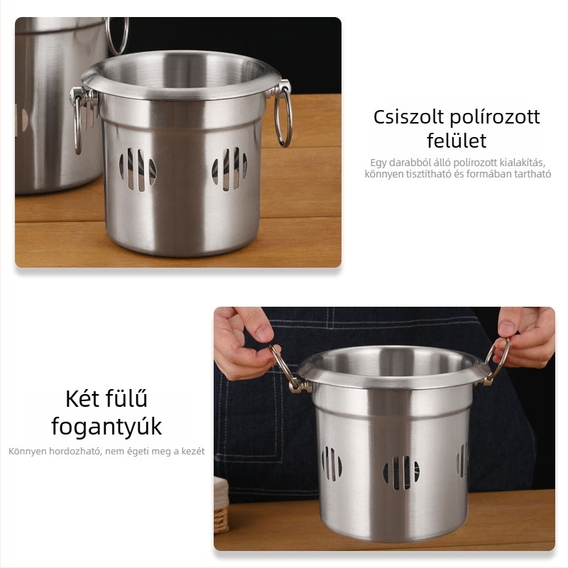 Kereskedelmi célú rozsdamentes acél nyársas forró fazék, szigetelt edény shabu-shabu és oden számára, kis kültéri főzőedény