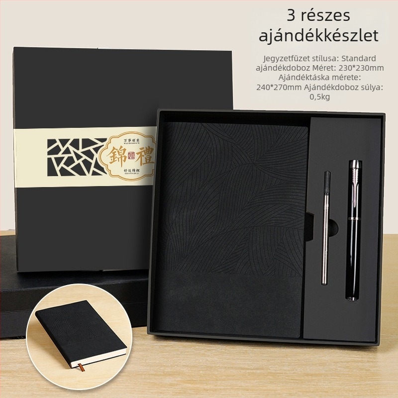 Döntött virágmintás notesz, logóval testre szabható, műbőr borítású, A5-ös tervező, vastított napló, irodai ajándékcsomag, szuvenír