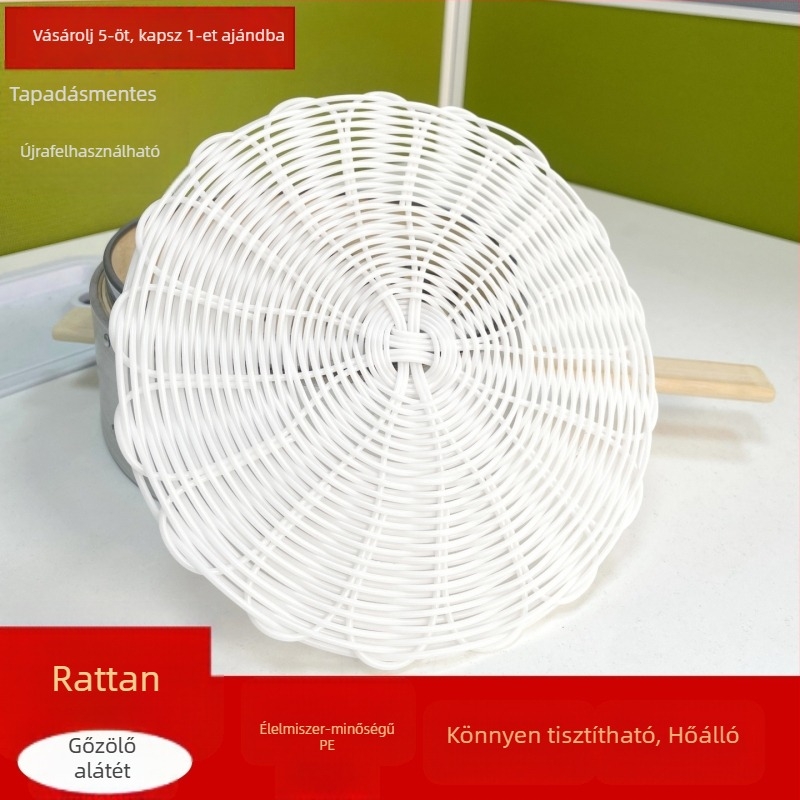 Kör alakú gőzölő matrac mesterséges rattanból, tapadásmentes aljzattal, kis gőzölt zsemle számára