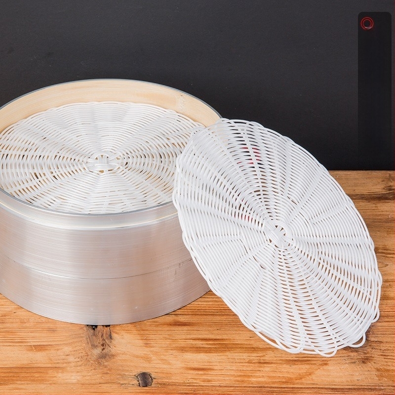 Kör alakú gőzölő matrac mesterséges rattanból, tapadásmentes aljzattal, kis gőzölt zsemle számára