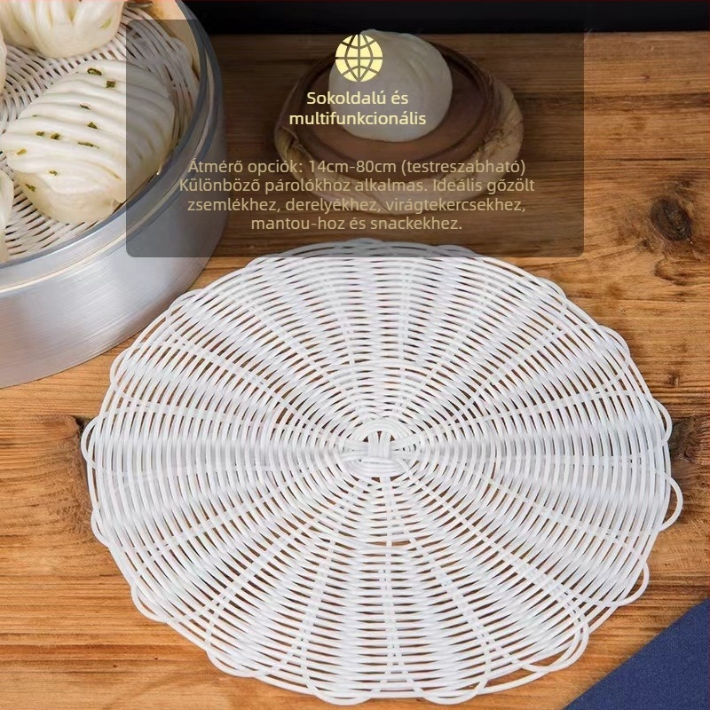 Kör alakú gőzölő matrac mesterséges rattanból, tapadásmentes aljzattal, kis gőzölt zsemle számára