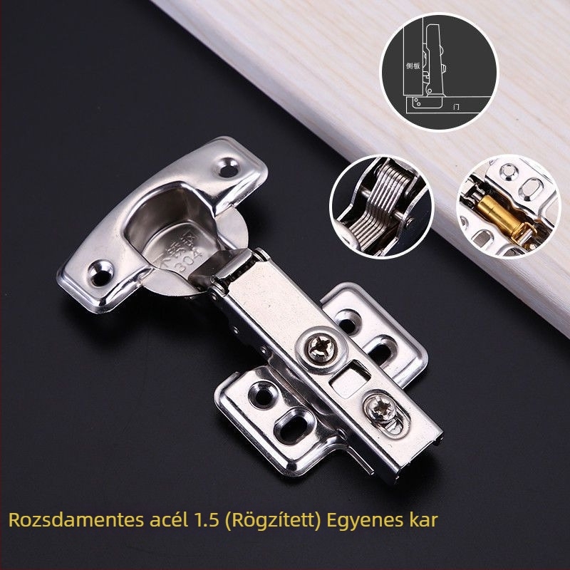 304 rozsdamentes acélból készült hidraulikus csillapítós pánt szekrény- és ruhásszekrény ajtóihoz, rugóval, 2.0 mm vastag cső