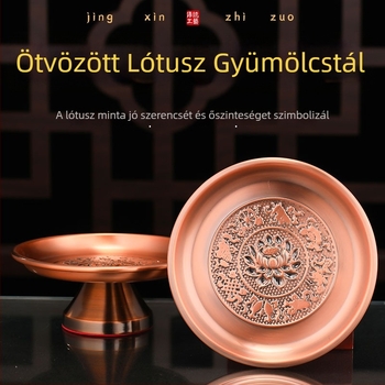 Ötvözetből készült gyümölcstál háztartási használatra, felajánlótál Buddha előtt és a Gazdagság Istene előtt, buddhista templom felajánlótál