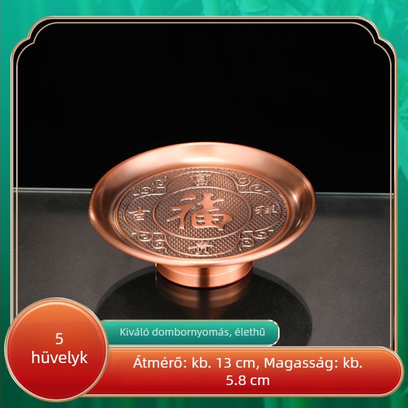 Ötvözetből készült gyümölcstál háztartási használatra, felajánlótál Buddha előtt és a Gazdagság Istene előtt, buddhista templom felajánlótál