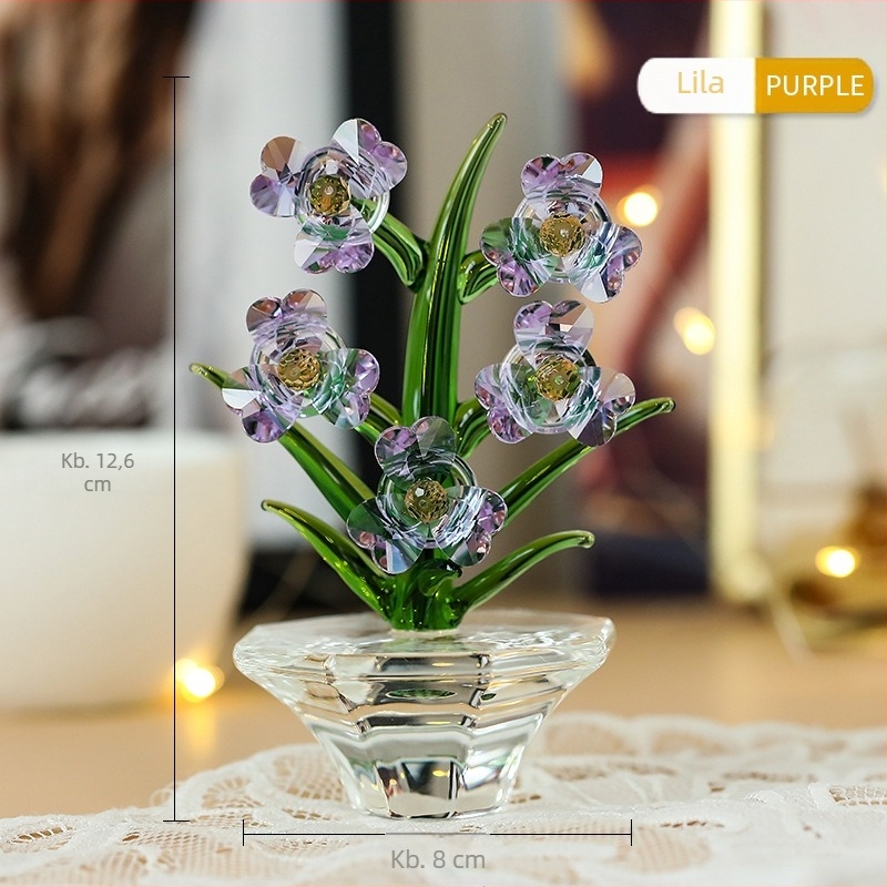 Kristályüveg orchid dekoráció nappaliba és íróasztalra, minimalistikus modern 3D dizájn, több színben
