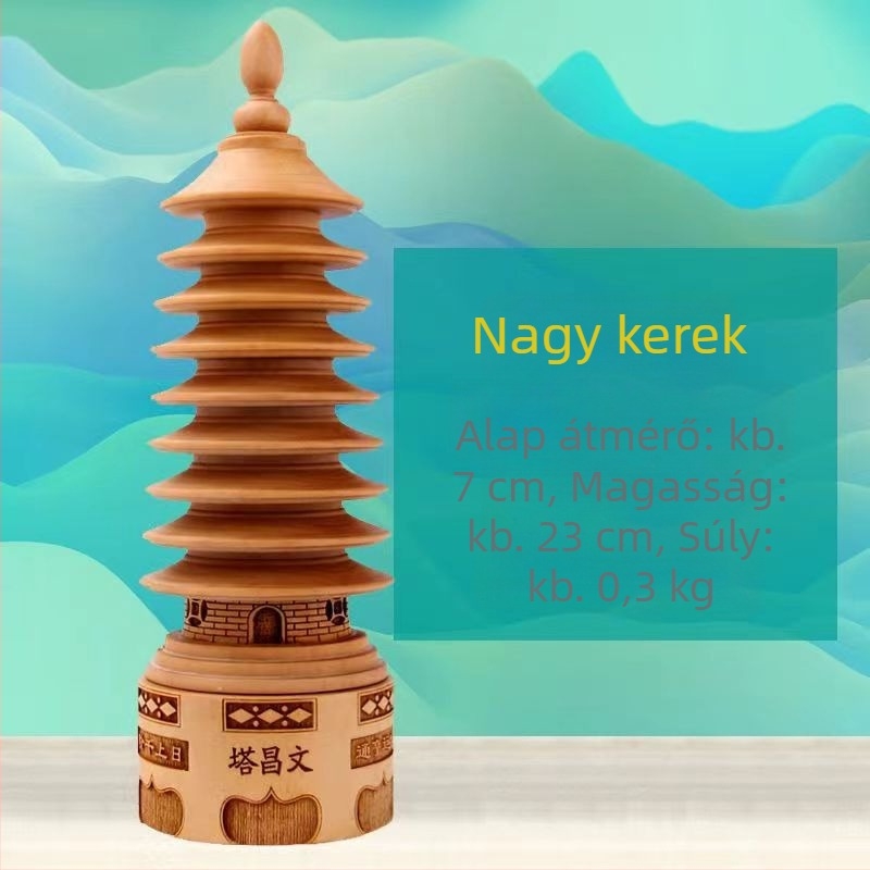 Wenwang Feng Shui őszibarackfából készült kilenc emeletes pagoda, 13-szintű dísz a tanulmányi előrehaladás és a vizsgákon elért siker érdekében