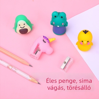 Aranyos állat alakú ceruzahegyező, kézi működtetésű, PVC és fém