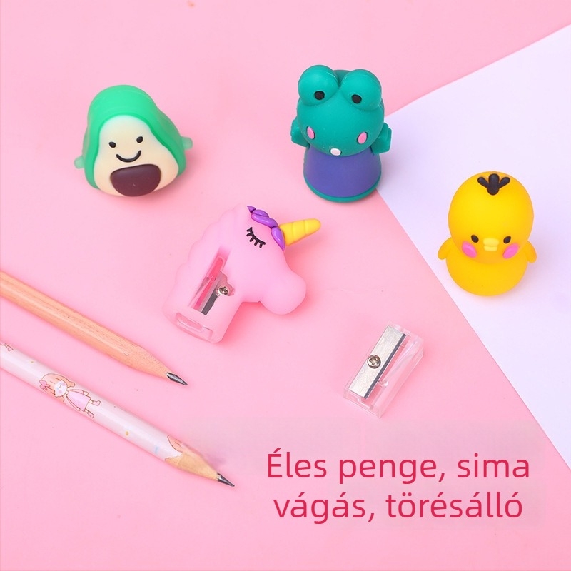 Aranyos állat alakú ceruzahegyező, kézi működtetésű, PVC és fém