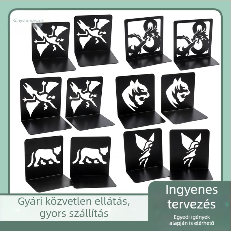 Fém négyzet alakú könyvtartó üreges sárkány mintával az íróasztalhoz, ajándék diáknak