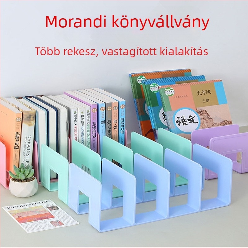 Morandi akril asztali könyv- és irattartó, többszintű átlátszó tartó, élelmiszer-minőségű anyag, 4 rekesz