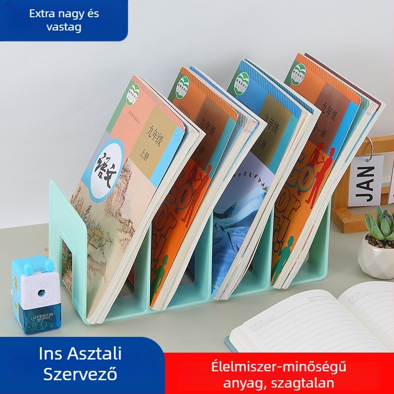 Morandi akril asztali könyv- és irattartó, többszintű átlátszó tartó, élelmiszer-minőségű anyag, 4 rekesz