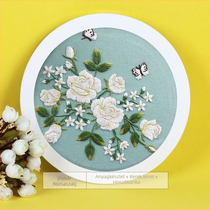 DIY hímzőkészlet — Suzhou hímzés ősi stílusban, virágmotívumokkal, nappali és dolgozószoba dekoráció, kézzel készített ajándék a barátomnak