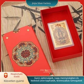Tiszta arany 999 – nyolc védő istenség Buddha szobor telefonhoz, színes Thangka, aranykártya