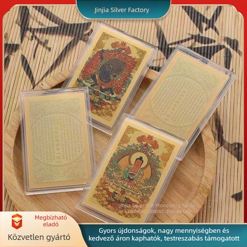 Tiszta arany 999 – nyolc védő istenség Buddha szobor telefonhoz, színes Thangka, aranykártya