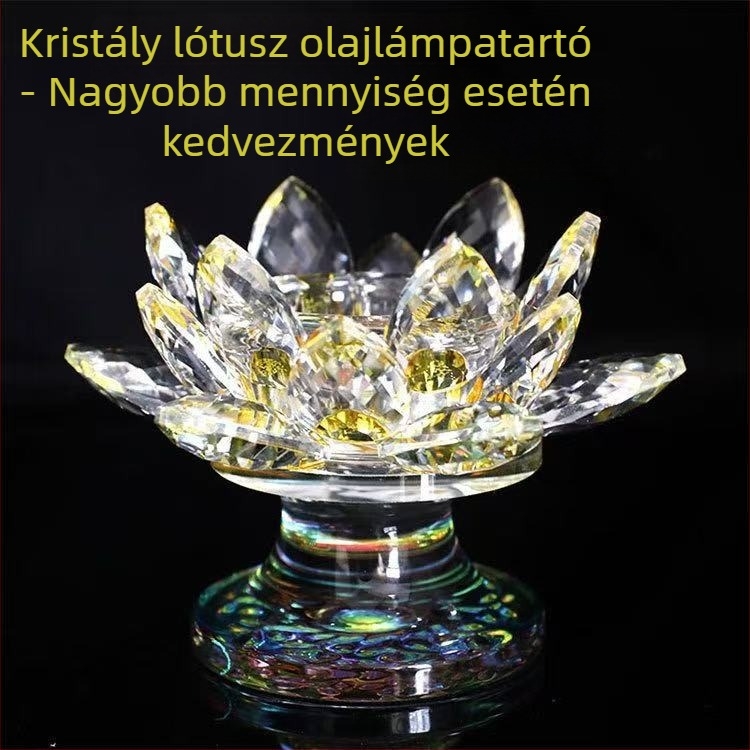 Kristálylótusz gyertyatartó a nappaliba, kínai kézművesség, otthoni dekoráció - ajándék buddhista szertartásokhoz