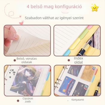 A5-ös pénzügyi tervező és költségnyilvántartó notesz, kiadások nyilvántartása, 80 g Dowling papír, aranyos japán-koreai stílus