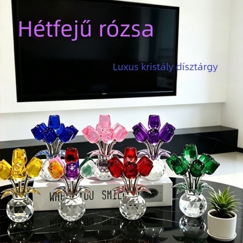 Határokon átívelő könnyű luxuskristály rózsa asztali dísz, Valentin-napi ajándék a barátnőnek