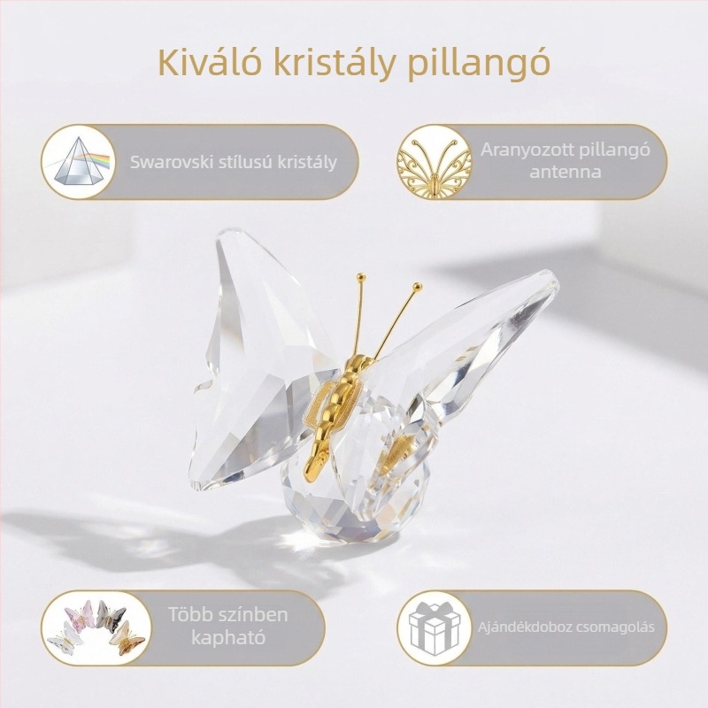 Kristályüveg pillangó otthoni dekoráció – ékszerek és telefonok bemutatására készült