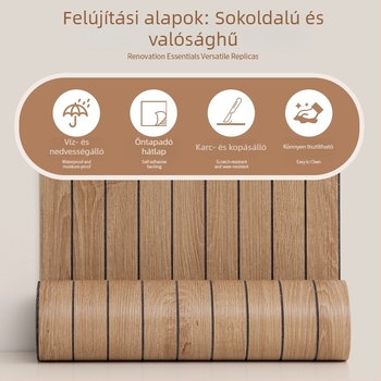 PVC öntapadós falitapéta fa textúrával és rács mintával a nappali hátfalához; 3D dekoratív falitapéta