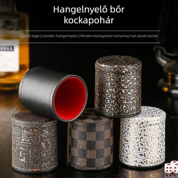 Néma bőr dobókocka pohárkészlet, hangcsökkentő, velúr felülettel, bár használatra