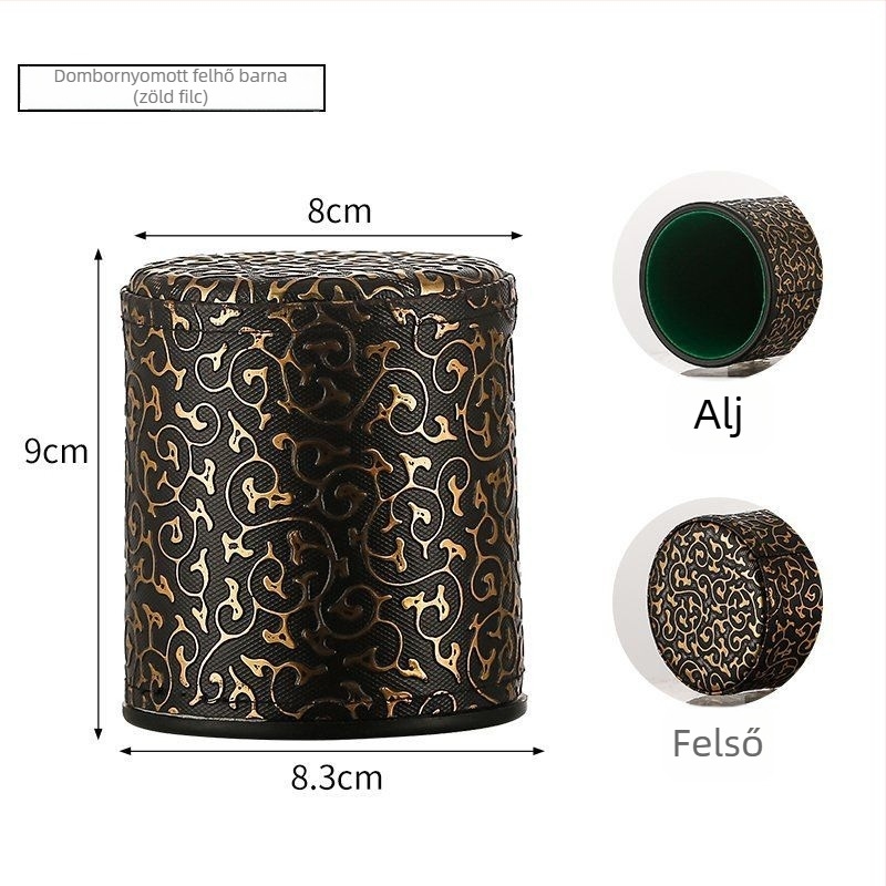 Néma bőr dobókocka pohárkészlet, hangcsökkentő, velúr felülettel, bár használatra