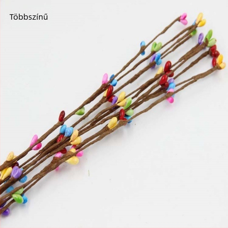 Imitációs rattan koszorú szövőanyag, merev rúddal, műnövény rattan, DIY 40 cm-es koszorú, kis bogyókkal