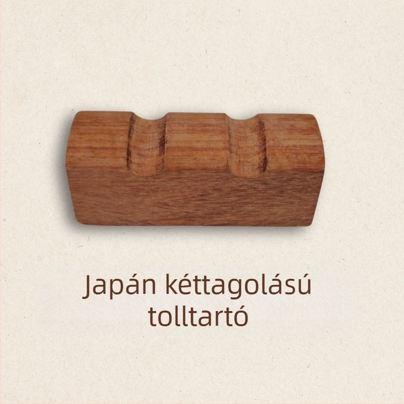 Szilárdfa ecset- és tolltartó, hegyes alakú, japán stílusú