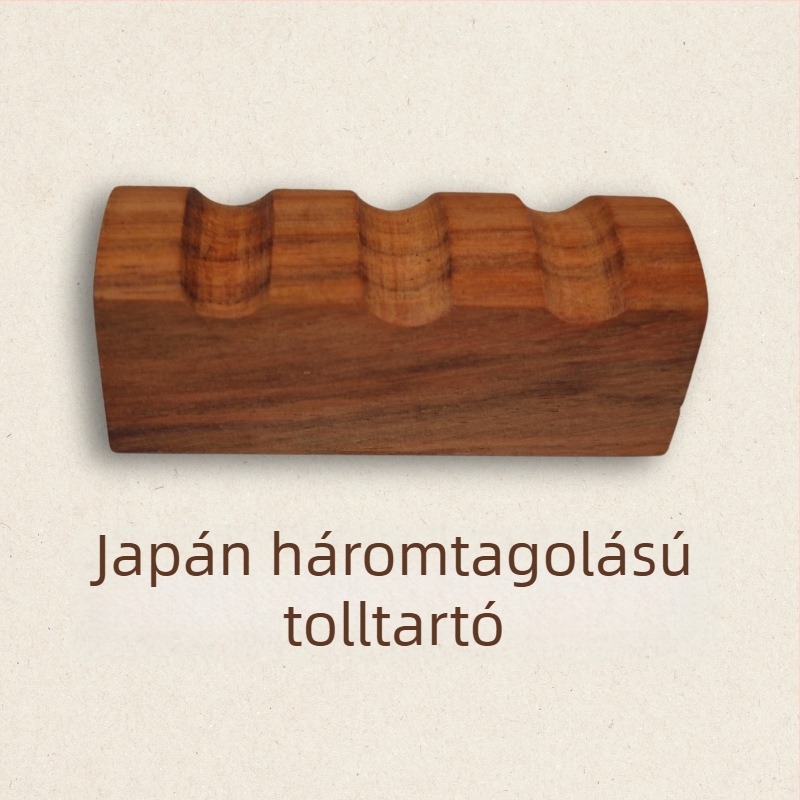 Szilárdfa ecset- és tolltartó, hegyes alakú, japán stílusú