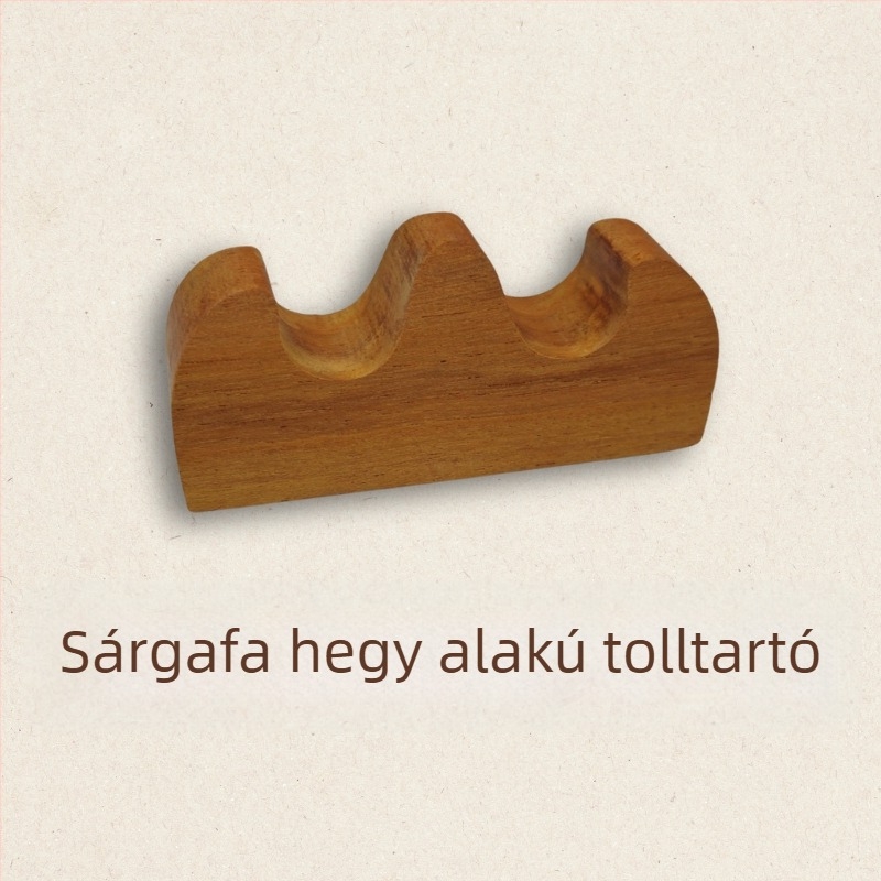 Szilárdfa ecset- és tolltartó, hegyes alakú, japán stílusú