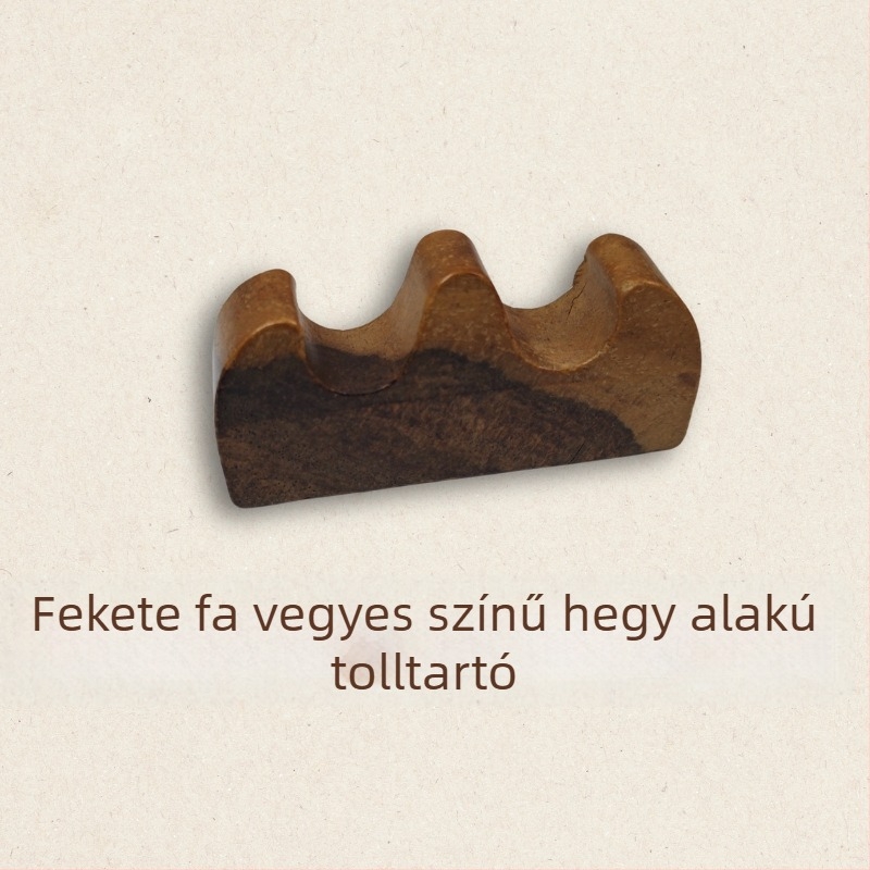 Szilárdfa ecset- és tolltartó, hegyes alakú, japán stílusú