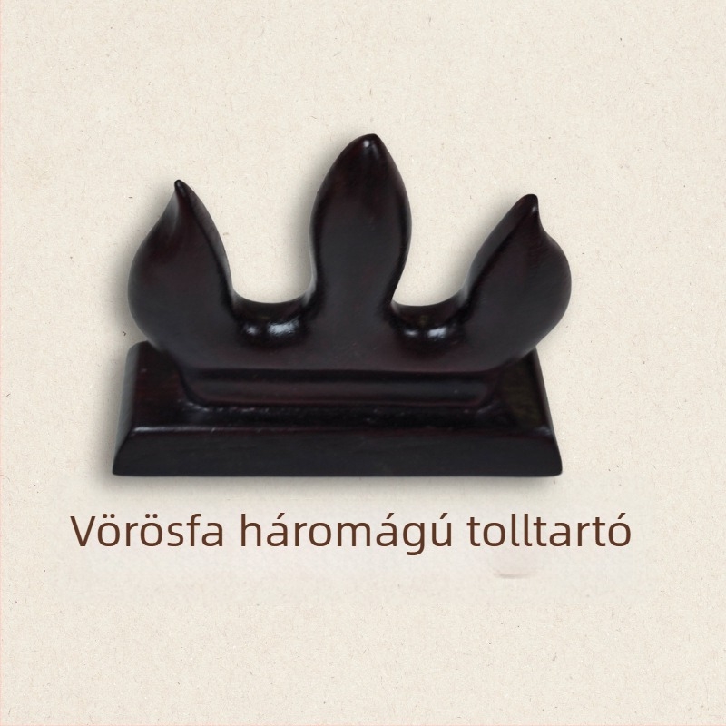 Szilárdfa ecset- és tolltartó, hegyes alakú, japán stílusú