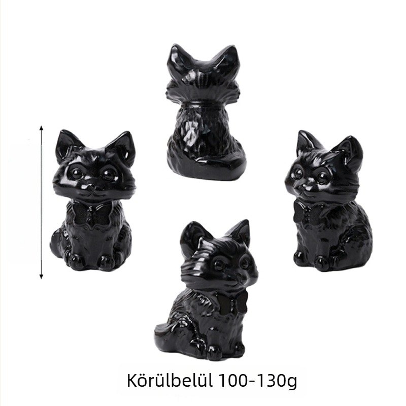 Természetes kristály macska figura – otthoni dekoráció, aranyos dísz, újévi dekoráció