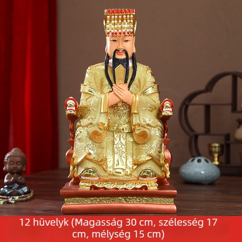 Jade Császár és Queen Mother aranyozott műgyanta szobor