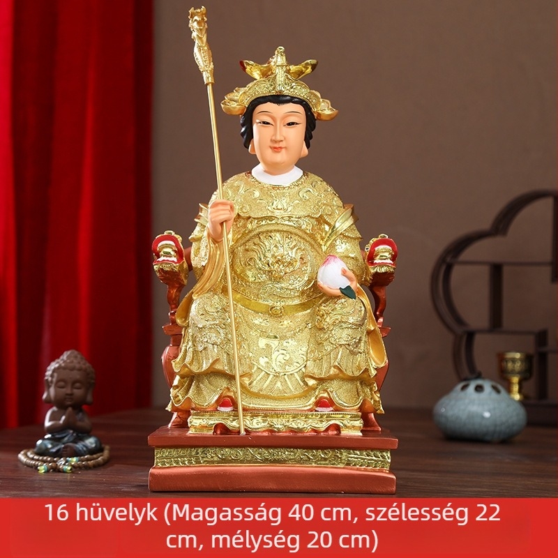 Jade Császár és Queen Mother aranyozott műgyanta szobor