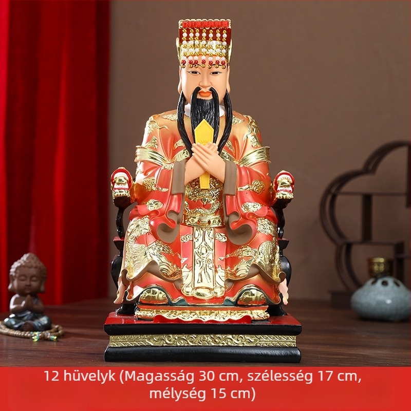 Jade Császár és Queen Mother aranyozott műgyanta szobor