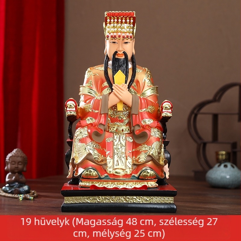 Jade Császár és Queen Mother aranyozott műgyanta szobor
