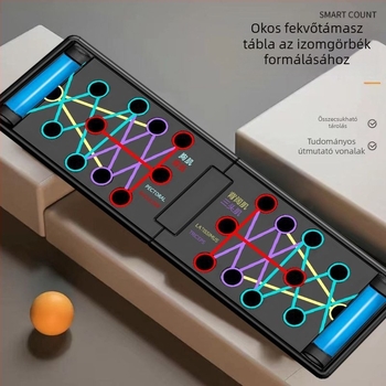 Többfunkciós fekvőtámasz tábla felnőtteknek, összecsukható tartókeret, mellizom-edző, sík alátámasztás